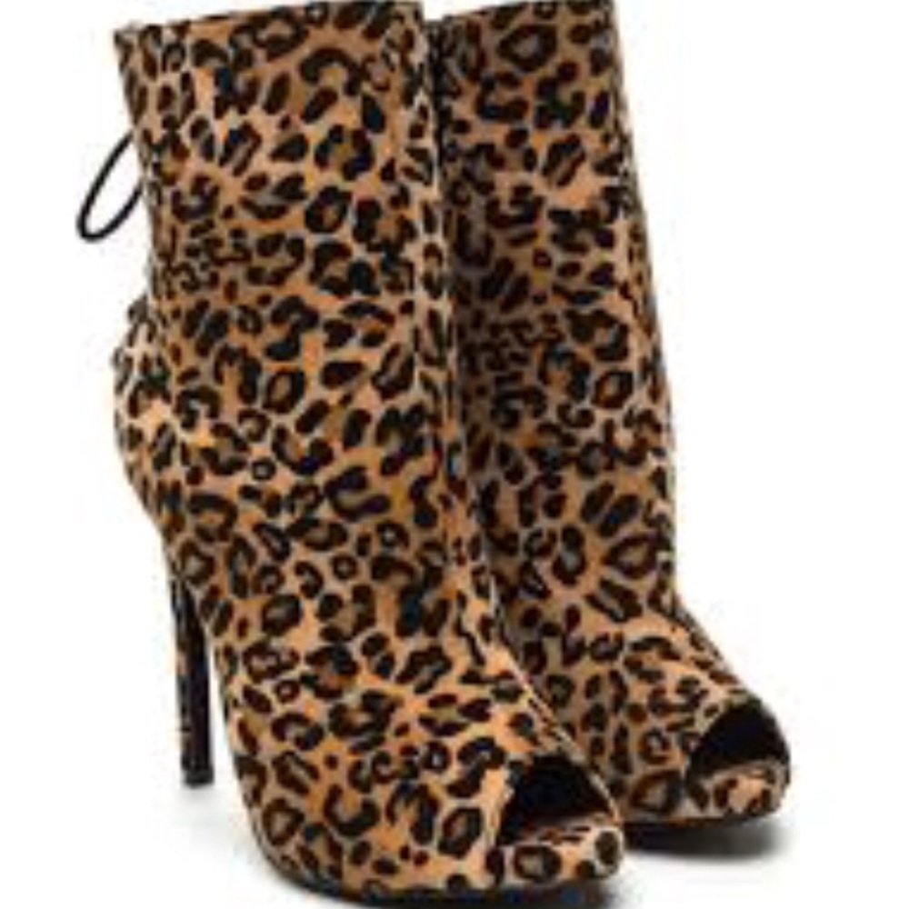 Leopard peep toe heels